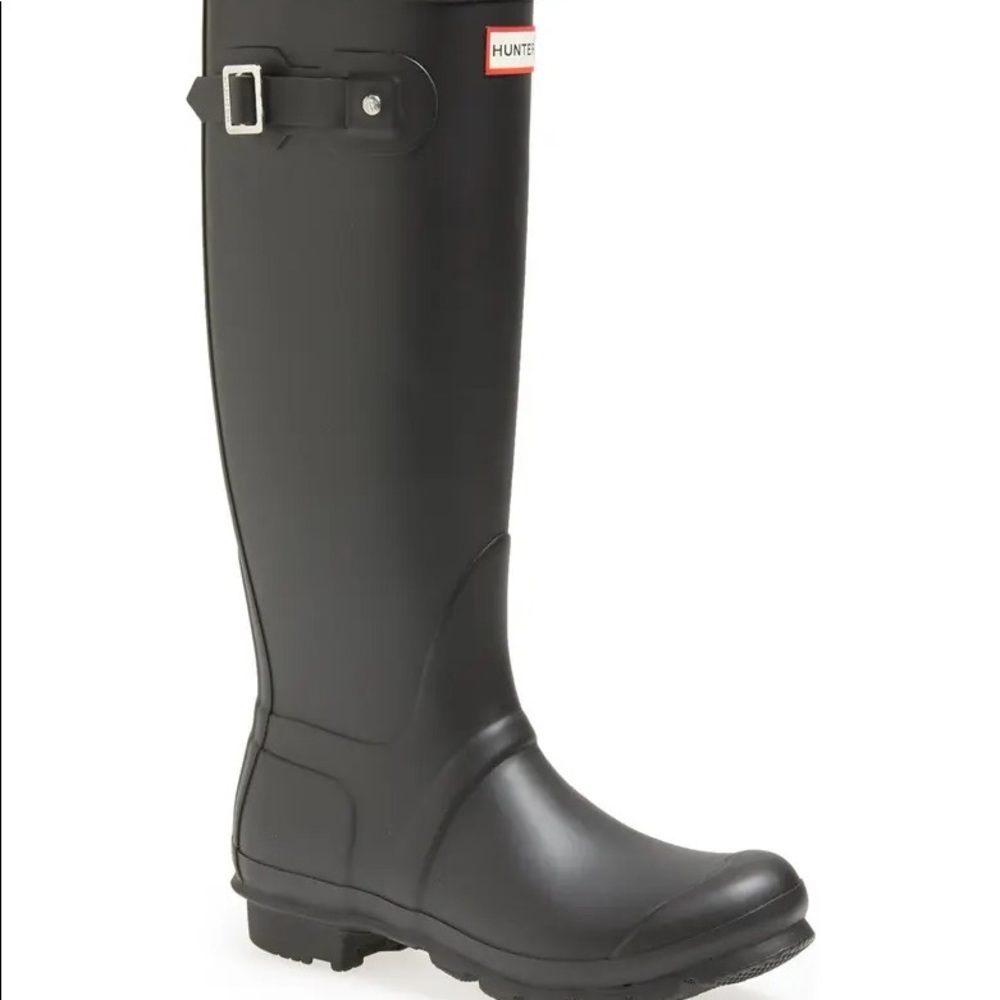 Hunter High Matte Black Rain Boots